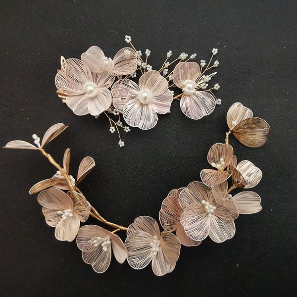 slbridal handmade baroque copper flower pearls wedding hair accessories bridal headband hair clip barrettes set women jewelry, Pink
slbridal handmade baroque copper flower pearls wedding hair accessories bridal headband hair clip barrettes set women jewelry, Pink