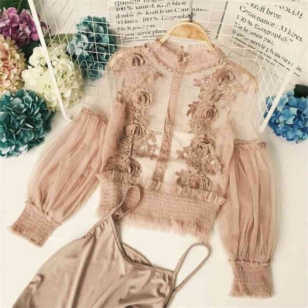 fashion summer 3d perspective gauze lace flower casual shirts lady long lantern sleeve elegant blouse and 210527, White
fashion summer 3d perspective gauze lace flower casual shirts lady long lantern sleeve elegant blouse and 210527, White