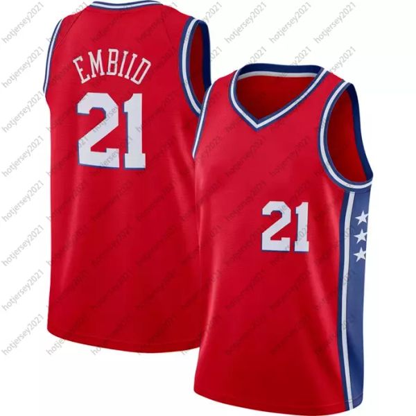 2021 basketball jerseys joel 21 embiid city basketball shirt s-xxl1894, Black;red