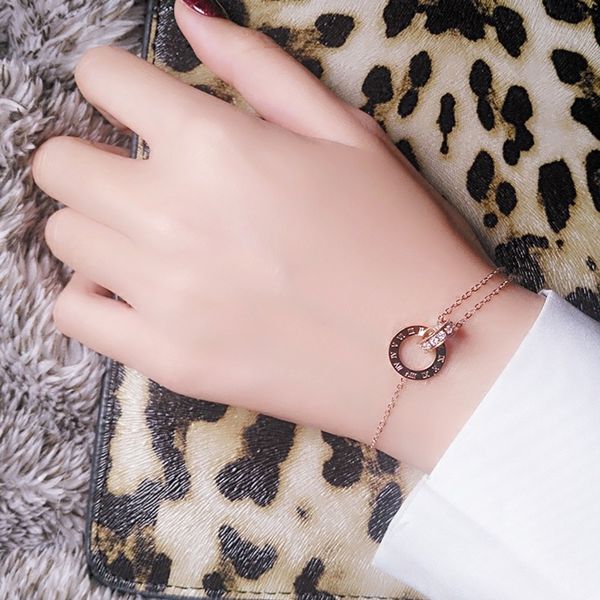 korean roman digital hollow out double ring diamond titanium steel plated 18k rose gold personalized bracelet for women, Black
korean roman digital hollow out double ring diamond titanium steel plated 18k rose gold personalized bracelet for women, Black