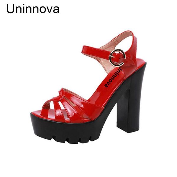 women summer patent leather platform super high heel sandals red black white fashion elegant stable chunk heels uninnova wsa083
women summer patent leather platform super high heel sandals red black white fashion elegant stable chunk heels uninnova wsa083
