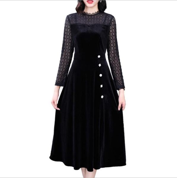 spirng and autumn beautiful black colour stitched velvet women dress high medium length commuter style female dresses. casual dresses, Black;gray
spirng and autumn beautiful black colour stitched velvet women dress high medium length commuter style female dresses. casual dresses, Black;gray