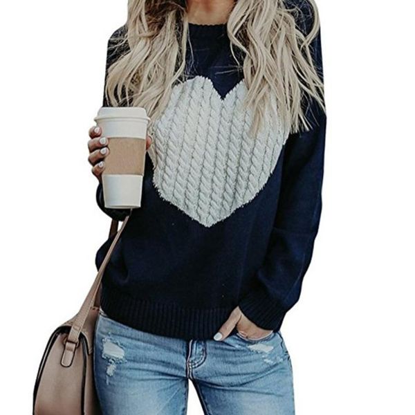 women's sweaters 2021 knitted sweater autumn and winter love printing round neck long-sleeved pullover all-match casual em*, White;black
women's sweaters 2021 knitted sweater autumn and winter love printing round neck long-sleeved pullover all-match casual em*, White;black