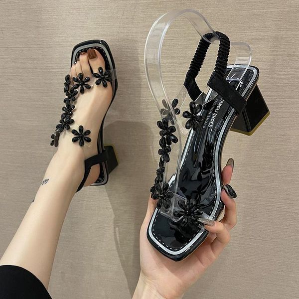 rimocy luxury crystal flowers square heel sandals women 2021 transparent pvc t strap rome shoes woman elastic party ladies dress, Black
rimocy luxury crystal flowers square heel sandals women 2021 transparent pvc t strap rome shoes woman elastic party ladies dress, Black
