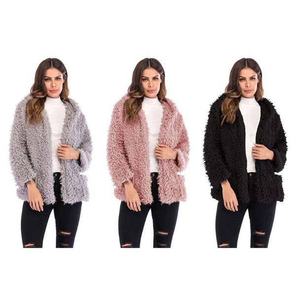 women winter fuzzy plush hooded jacket open front thicken faux fleece cardigan coat solid color long sleeves loose outwear with women's, Black;brown
women winter fuzzy plush hooded jacket open front thicken faux fleece cardigan coat solid color long sleeves loose outwear with women's, Black;brown