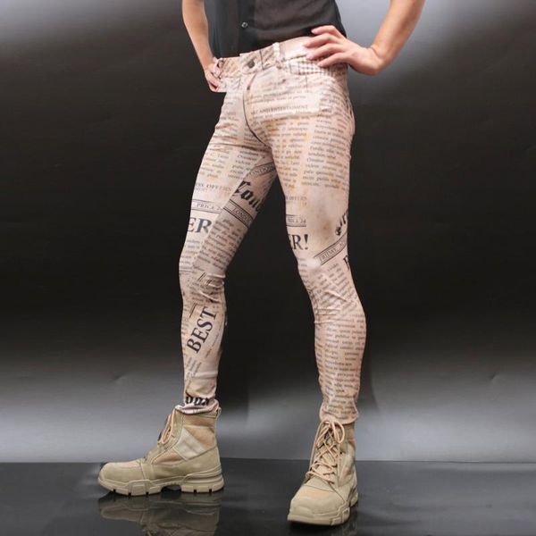 men's pants men leisure leggings skinny latex pu leather cowboy style trouser retro spaper letter prints high-elastic casual pencil, Black
men's pants men leisure leggings skinny latex pu leather cowboy style trouser retro spaper letter prints high-elastic casual pencil, Black