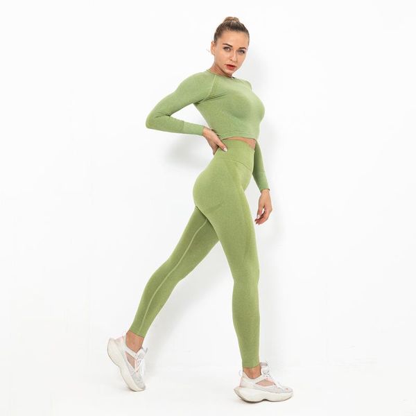 women's leggings seamless knitted two-piece tight-fitting stretch lift hip pants long-sleeved running fitness sports suit quick-drying, Black
women's leggings seamless knitted two-piece tight-fitting stretch lift hip pants long-sleeved running fitness sports suit quick-drying, Black