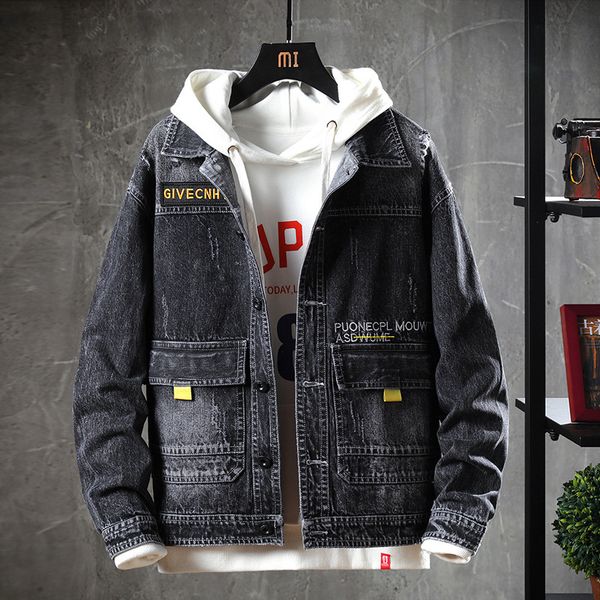 coat men's spring and autumn 2021 leisure korean fashion youth denim jacket, Black;brown
coat men's spring and autumn 2021 leisure korean fashion youth denim jacket, Black;brown
