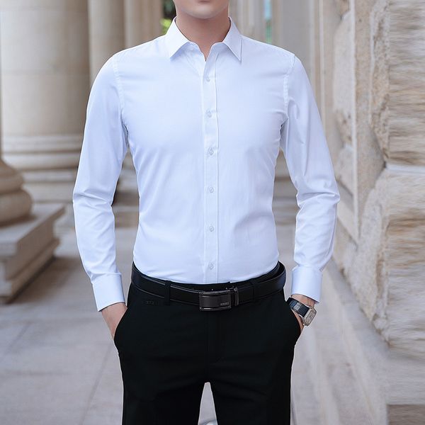 men's long sleeve white shirt autumn youth slim fit business dress casual black men's trend, White;black
men's long sleeve white shirt autumn youth slim fit business dress casual black men's trend, White;black
