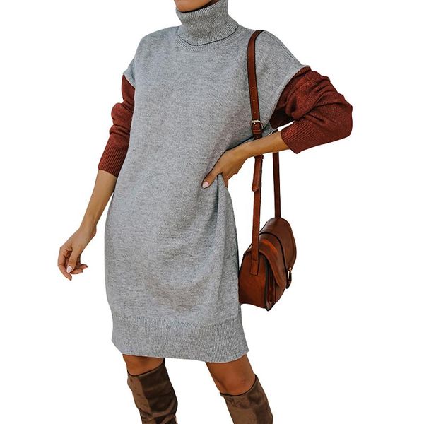 women's sweaters autumn and winter fashion womens splicing high collar loose knitted dress warm famale soild color sweater dresses, White;black
women's sweaters autumn and winter fashion womens splicing high collar loose knitted dress warm famale soild color sweater dresses, White;black
