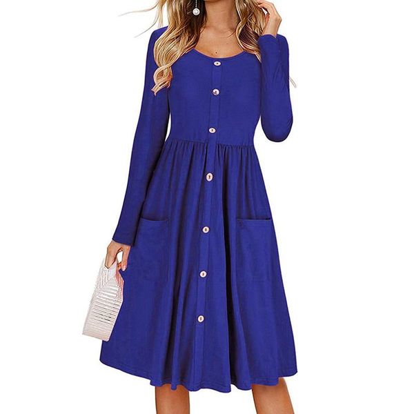 casual dresses solid color round neck long sleeve dress pocket waist button women fashion spring and autumn elegant mid-length, Black;gray
casual dresses solid color round neck long sleeve dress pocket waist button women fashion spring and autumn elegant mid-length, Black;gray