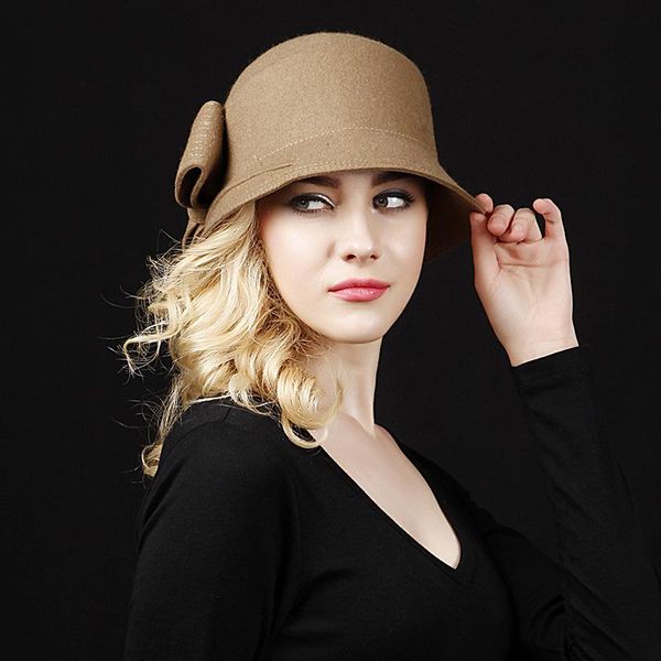 stingy brim hats fashion autumn winter women's fedora caps bucket for woman lady bow wool dome hat, Blue;gray
stingy brim hats fashion autumn winter women's fedora caps bucket for woman lady bow wool dome hat, Blue;gray