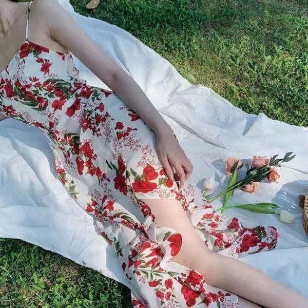 women's swimwear women summer floral print sling dress 2021 female fashion elegant beach holiday dresses casual lady long party a-line, White;black
women's swimwear women summer floral print sling dress 2021 female fashion elegant beach holiday dresses casual lady long party a-line, White;black