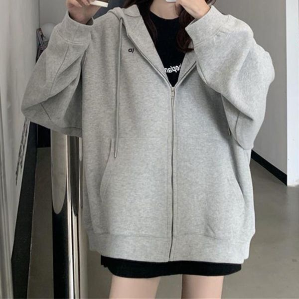 women's hoodies & sweatshirts solid with pockets zip up women long sleeve sweatshirt casual loose harajuku oversize pullover sudaderas, Black
women's hoodies & sweatshirts solid with pockets zip up women long sleeve sweatshirt casual loose harajuku oversize pullover sudaderas, Black