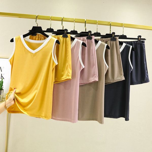women's sleepwear pyjama pour femme student's vest shirt shorts set thin ice silk pajamas for women v neck summer home clothes 4is, Black;red
women's sleepwear pyjama pour femme student's vest shirt shorts set thin ice silk pajamas for women v neck summer home clothes 4is, Black;red