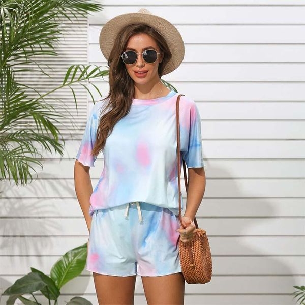 women's tracksuits summer tie-dyed short sleeve shorts lacing two-piece suits women casual loose o-neck comfortable breathable ladies, Gray
women's tracksuits summer tie-dyed short sleeve shorts lacing two-piece suits women casual loose o-neck comfortable breathable ladies, Gray