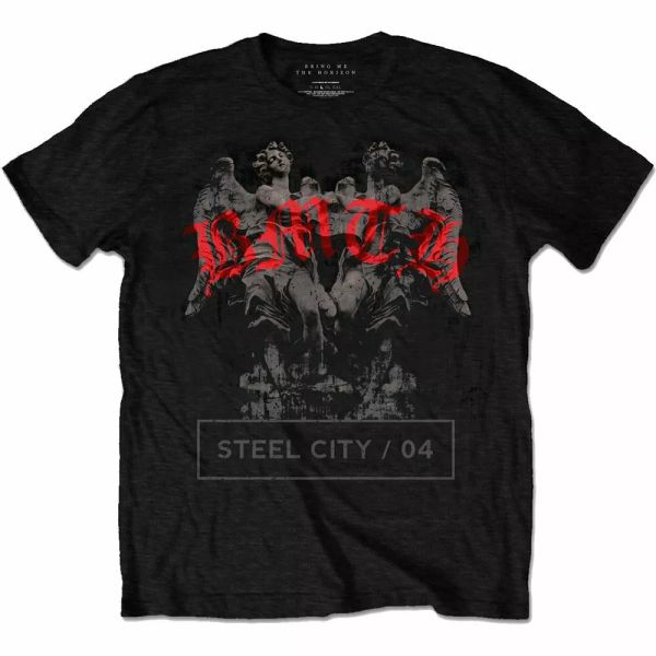 bring me the horizon angels licensed men t-shirt, White;black