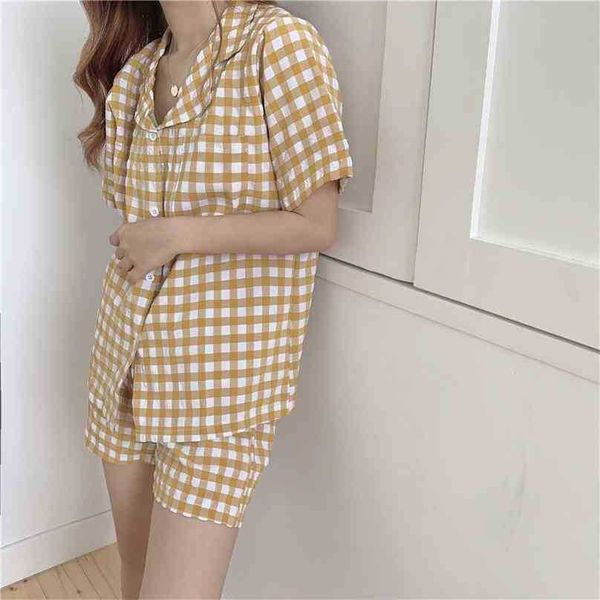 plaid summer chic women girls pajamas sets comfortable sleepwear all match loose sweet homewear clothe 210525, Black;red
plaid summer chic women girls pajamas sets comfortable sleepwear all match loose sweet homewear clothe 210525, Black;red