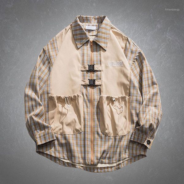 men's jackets hip hop streetwear patchwork embroidery letter plaid jacket men harajuku casual loose buckle zipper fake two, Black;brown
men's jackets hip hop streetwear patchwork embroidery letter plaid jacket men harajuku casual loose buckle zipper fake two, Black;brown