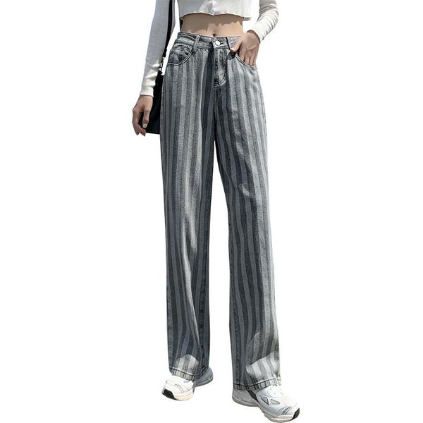 women's jeans women streetwear loose high waisted wide leg straight pants cotton vintage washed contrast stripes denim trousers man, Blue
women's jeans women streetwear loose high waisted wide leg straight pants cotton vintage washed contrast stripes denim trousers man, Blue