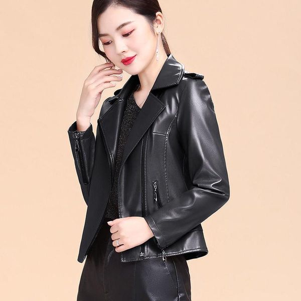 women's leather & faux 2021 autumn women jacket biker solid coat turn-down collar pu motorcycle jackets female loose outerwear x550, Black
women's leather & faux 2021 autumn women jacket biker solid coat turn-down collar pu motorcycle jackets female loose outerwear x550, Black