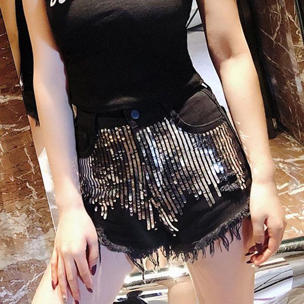 women's jeans sequin edging shorts high waisted jean women large size wide legs ripped, Blue
women's jeans sequin edging shorts high waisted jean women large size wide legs ripped, Blue