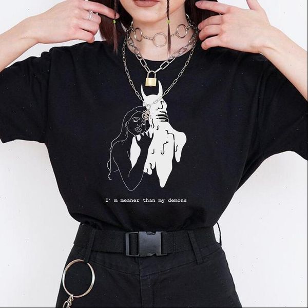 im womens t shirt meaner than my demons letter summer print harajuku ulzzang vintgae tees casual short sleeved women, White
im womens t shirt meaner than my demons letter summer print harajuku ulzzang vintgae tees casual short sleeved women, White