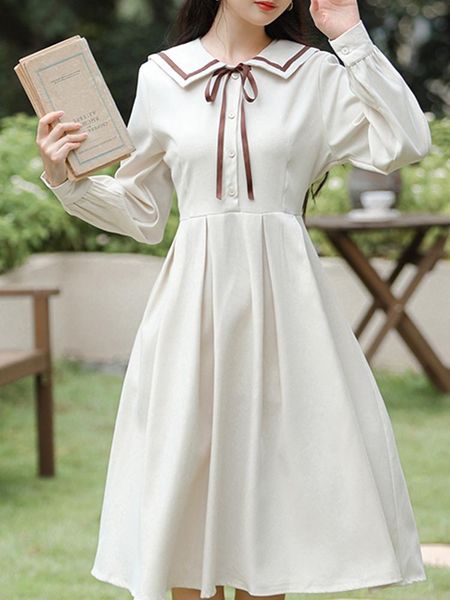 casual dresses autumn female clothing 2021 preppy style french high-waisted sailor collar bow long sleeve dress women vintage fairy midi, Black;gray
casual dresses autumn female clothing 2021 preppy style french high-waisted sailor collar bow long sleeve dress women vintage fairy midi, Black;gray