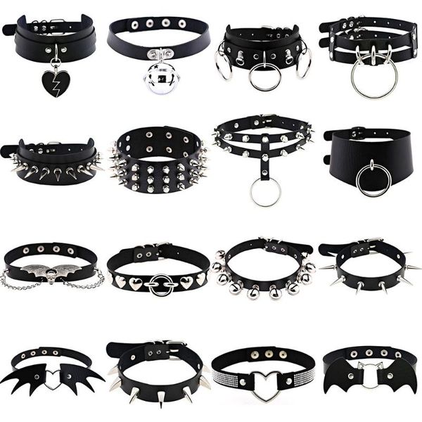 chokers kmvexo pu leather black goth necklace punk rock choker necklaces for women men hip hop bondage cosplay festival jewelry 2021, Golden;silver
chokers kmvexo pu leather black goth necklace punk rock choker necklaces for women men hip hop bondage cosplay festival jewelry 2021, Golden;silver