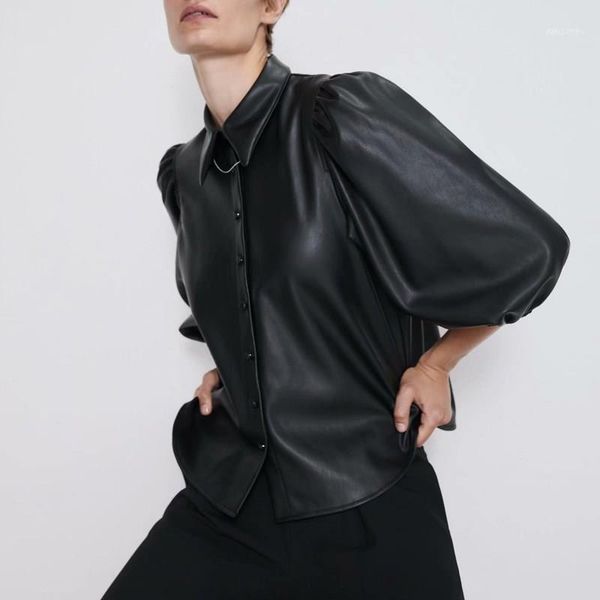 women's leather & faux fashion black pu jackets coats puff sleeve autumn woman lapel streetwear motorcycle loose jackets1
women's leather & faux fashion black pu jackets coats puff sleeve autumn woman lapel streetwear motorcycle loose jackets1
