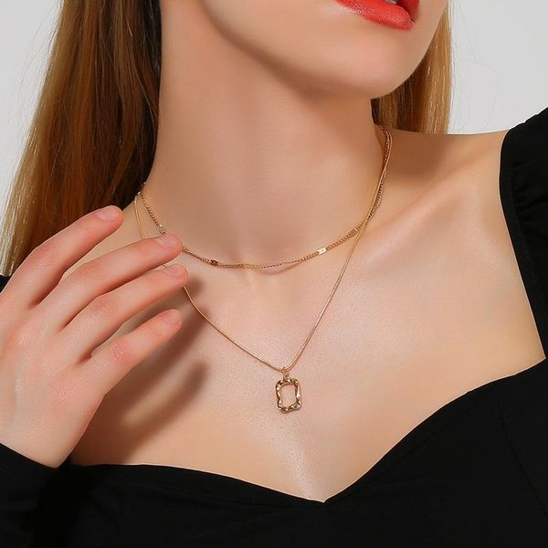 simple metal geometric square pendant necklaces for women gold silver color double layered clavicle chain neck collars jewelry
simple metal geometric square pendant necklaces for women gold silver color double layered clavicle chain neck collars jewelry