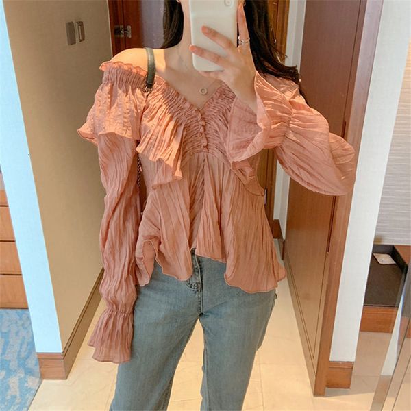 blouses chic gentle solid chiffon v-neck flare sleeves pleated ruffles sweet design shirts all match blouses, White
blouses chic gentle solid chiffon v-neck flare sleeves pleated ruffles sweet design shirts all match blouses, White