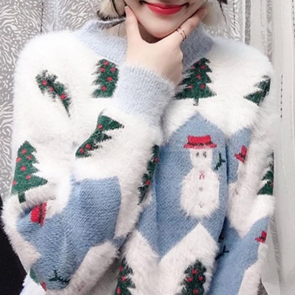 women's sweaters christmas tree snowman sweater women knitted pullover ladies long sleeve o-neck soft mohair loose jumper clothing, White;black
women's sweaters christmas tree snowman sweater women knitted pullover ladies long sleeve o-neck soft mohair loose jumper clothing, White;black