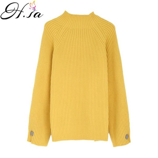 h.sa women oversize sweter half turtleneck jumpers button up white knit pullover and sweaters candy color yellow sweater 210417, White;black
h.sa women oversize sweter half turtleneck jumpers button up white knit pullover and sweaters candy color yellow sweater 210417, White;black