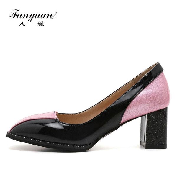 dress shoes fanyuan ladies high heel women pumps thick heels square toe fashion women's mixed color footwear size 33-44, Black
dress shoes fanyuan ladies high heel women pumps thick heels square toe fashion women's mixed color footwear size 33-44, Black