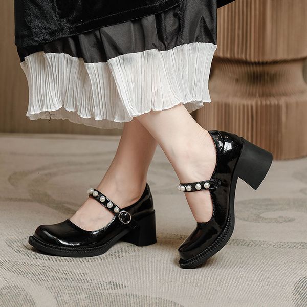 large 32-43 small leather women 2021 high-heeled pearl fashion mary jane women's shallow mouth single sho, Black
large 32-43 small leather women 2021 high-heeled pearl fashion mary jane women's shallow mouth single sho, Black