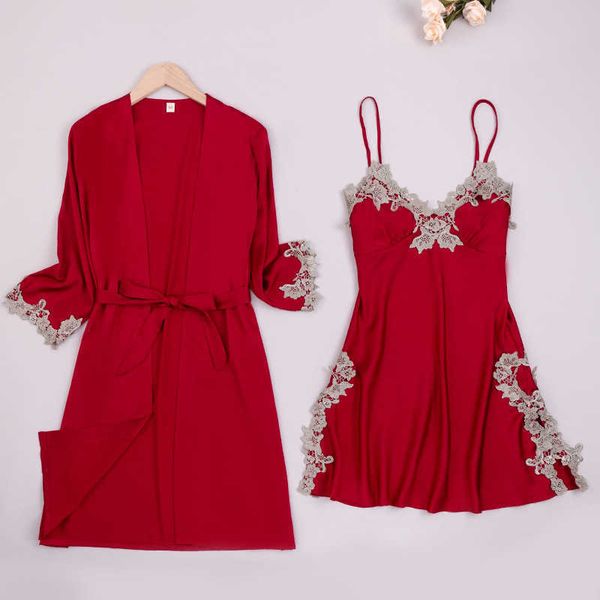 yaoting's new satin chiffon pajamas women's summer suspender skirt robe two piece home suit tz907 womens elegant night robe, Black;red
yaoting's new satin chiffon pajamas women's summer suspender skirt robe two piece home suit tz907 womens elegant night robe, Black;red