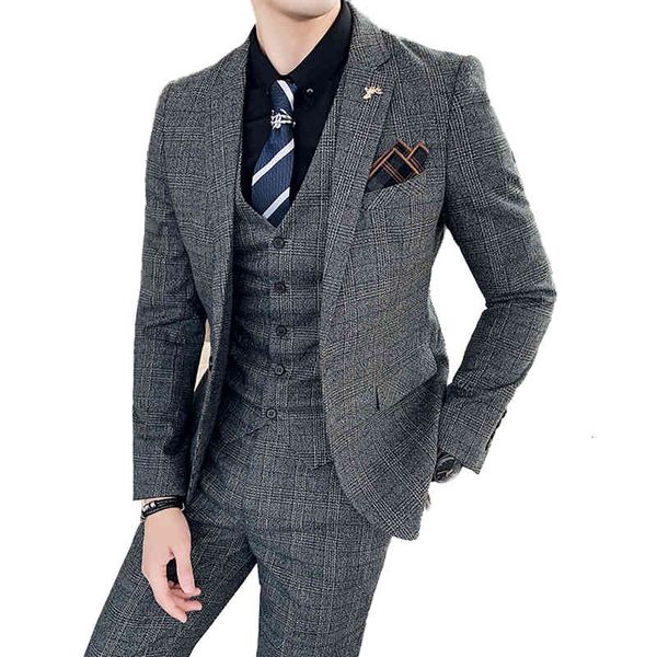 men's suits & blazers ( jacket + vest pants ) brown gray blue plaid high-end brand three-piece groom wedding dress blazer 9di6, White;black
men's suits & blazers ( jacket + vest pants ) brown gray blue plaid high-end brand three-piece groom wedding dress blazer 9di6, White;black