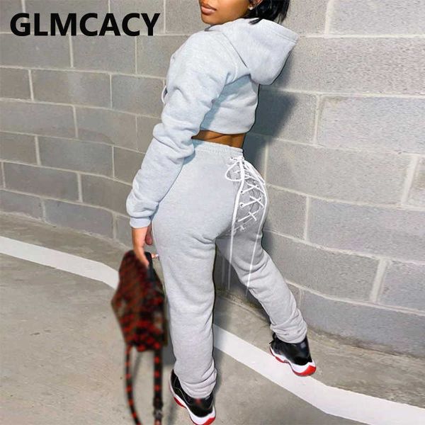women two piece casual solid tracksuits long sleeve hoodies & lace up back pants set 210702, White
women two piece casual solid tracksuits long sleeve hoodies & lace up back pants set 210702, White