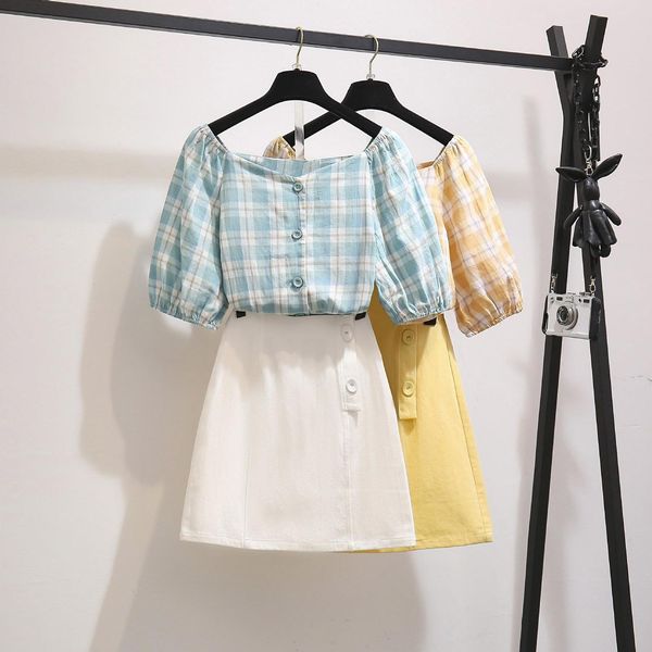 two piece dress korean style ichoix 2 piece of clothing summer set two s together pretty girl plaid fice shirt assembly ffyd, White
two piece dress korean style ichoix 2 piece of clothing summer set two s together pretty girl plaid fice shirt assembly ffyd, White