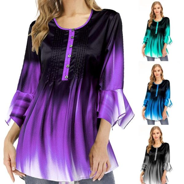 women fashion o neck ruffled sleeve gradient color pleated blouse tunic summer korean hipster women's blouses & shirts, White
women fashion o neck ruffled sleeve gradient color pleated blouse tunic summer korean hipster women's blouses & shirts, White