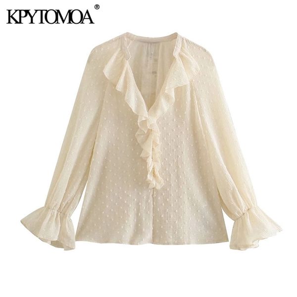 women fashion with ruffled chiffon blouses vintage long sleeve elastic cuffs female shirts blusas chic 210420, White
women fashion with ruffled chiffon blouses vintage long sleeve elastic cuffs female shirts blusas chic 210420, White