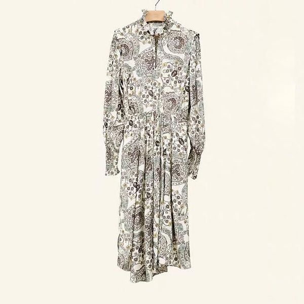 casual dresses 2021 collar lantern sleeve print long women's dress, Black;gray
casual dresses 2021 collar lantern sleeve print long women's dress, Black;gray