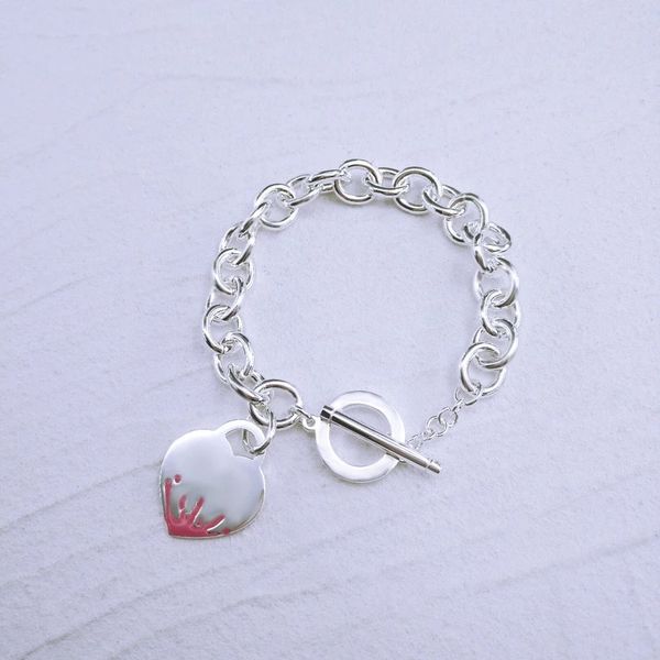 2022 brand original jewelry cuff designer ot buckle pink enamel water splash heart pendant women's fashion simple high-end thick chain, White
2022 brand original jewelry cuff designer ot buckle pink enamel water splash heart pendant women's fashion simple high-end thick chain, White