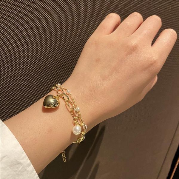 link, chain korean pearl love double-layer bracelets female fashion ins style bracelet for girls small fresh sweet jewelry accessories, Black
link, chain korean pearl love double-layer bracelets female fashion ins style bracelet for girls small fresh sweet jewelry accessories, Black