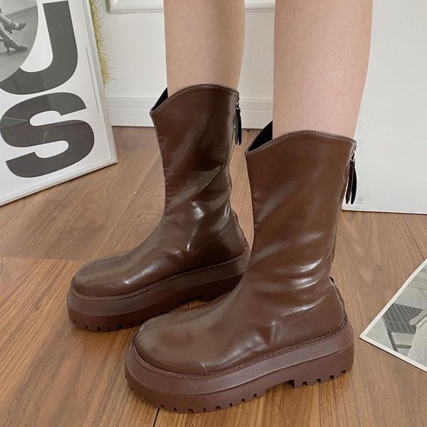 boots non-slip short plush winter woman back zipper thick sole pu leather shoes sapatos femininos chunky platform mid calf women, Black
boots non-slip short plush winter woman back zipper thick sole pu leather shoes sapatos femininos chunky platform mid calf women, Black
