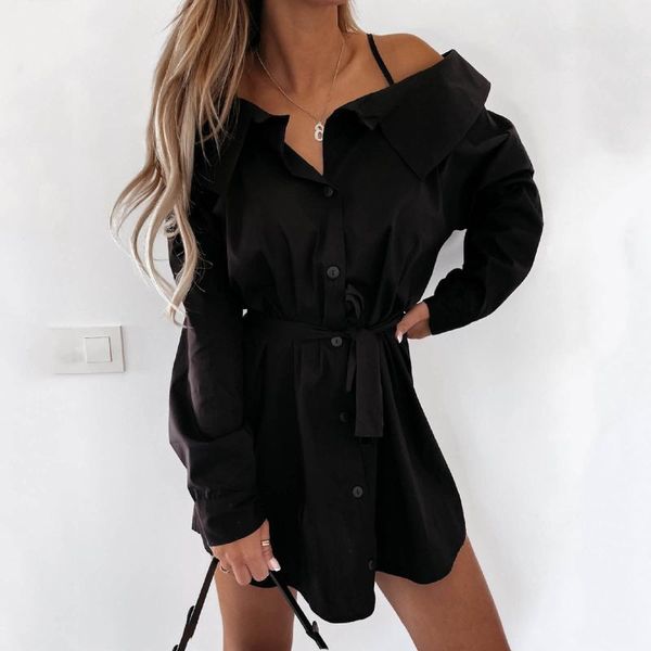 casual dresses women slash neck halter off the shoulder shirt dress solid button loose long sleeves fashion elegant a line summer 6, Black;gray
casual dresses women slash neck halter off the shoulder shirt dress solid button loose long sleeves fashion elegant a line summer 6, Black;gray