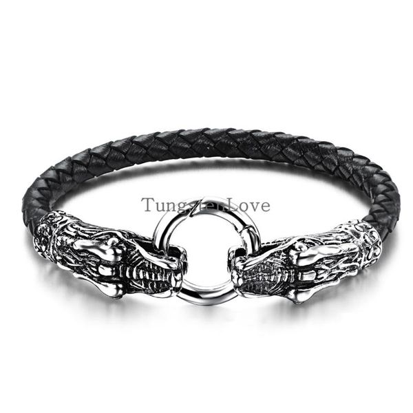 charm bracelets 21cm fashion fine jewelry men's genuine leather stainless steel dragon vintage bracelet male gifts wholesale 2021, Golden;silver
charm bracelets 21cm fashion fine jewelry men's genuine leather stainless steel dragon vintage bracelet male gifts wholesale 2021, Golden;silver