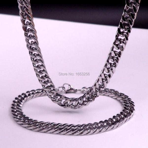 earrings & necklace one set wide 4mm/7mm polished double curb link chain bracelet stainless steel women men's fashion jewlery, Silver
earrings & necklace one set wide 4mm/7mm polished double curb link chain bracelet stainless steel women men's fashion jewlery, Silver