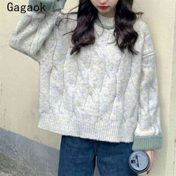 women sweaters spring autumn o-neck sweet patchwork knitted sweater loose thick warm korean outwear pullovers 210531, White;black
women sweaters spring autumn o-neck sweet patchwork knitted sweater loose thick warm korean outwear pullovers 210531, White;black